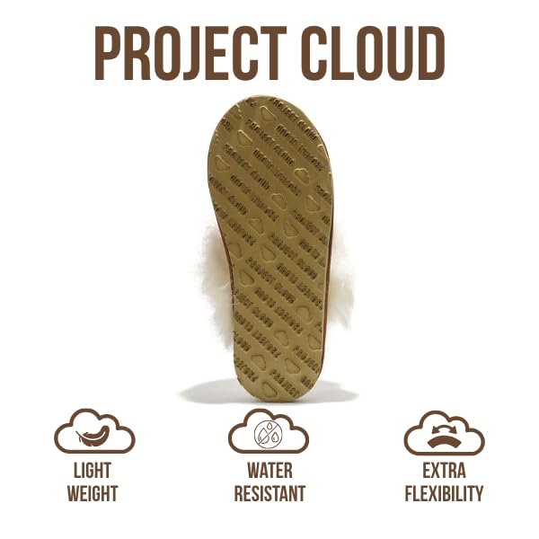 Image of Project Cloud Genuine Leather Slippers for Women with Genuine Fur Lining, Non-Slip Indoor /Outdoor Clog Mule Slippers, Memory Foam Insole