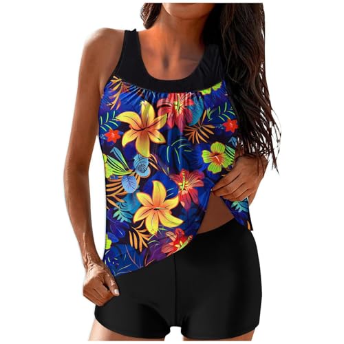 Tankini 2 pièces push-up avec soutien-gorge intégré et caleçon rembourré