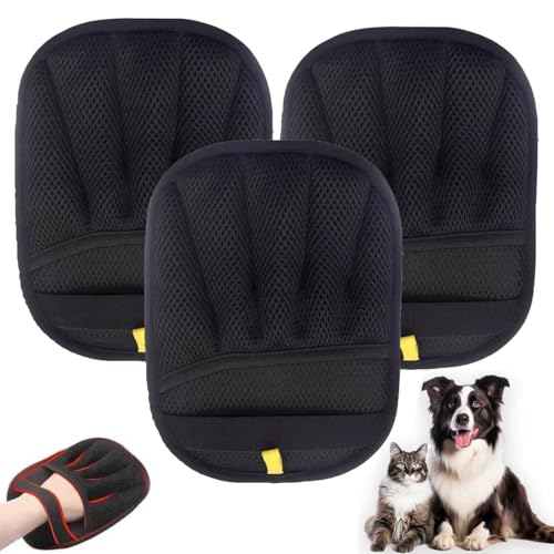 3 Pack The Magic Brush Pet Hair Remover Glove for Cats & Dogs, Pro Five-Finger Electrostatic Pet Hair Removal Gloves, Reusable & Washable Pet Hair Removal Tool for Couch, Clothing, Carpet, Car Seat