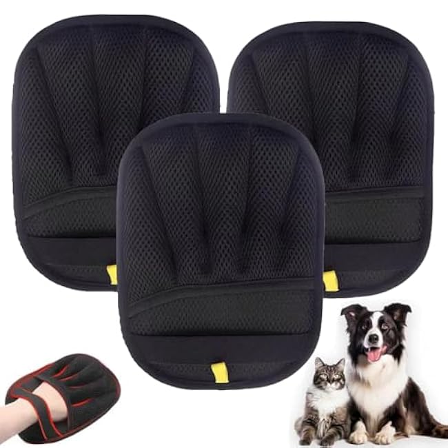 3 Pack The Magic Brush Pet Hair Remover Glove for Cats & Dogs, Pro Five-Finger Electrostatic Pet Hair Removal Gloves, Reusable & Washable Pet Hair Removal Tool for Couch, Clothing, Carpet, Car Seat-4kvG9enm