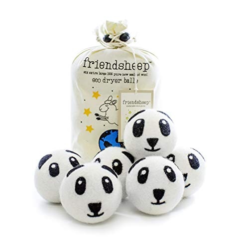 Friendsheep Wool Dryer Balls 6 Pack Xl Organic Premium Reusable Cruelty Free Handmade Fair Trade No Lint Fabric Softener - Panda Pack #TOP25