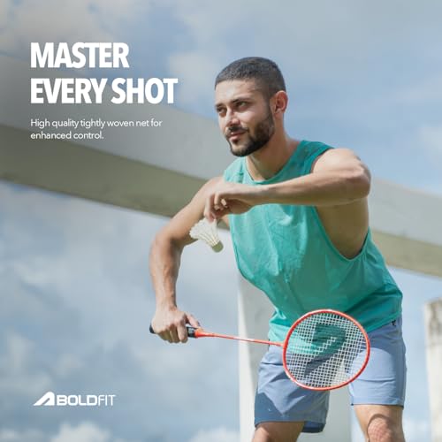 Image of Boldfit Badminton Rackets for Beginners, Adults Aluminium Shuttle Bat with Full Cover Bag Badminton Racket for Practice & Match Lightweight Badminton Racquet with Grip Handle Shuttle Racket - Orange