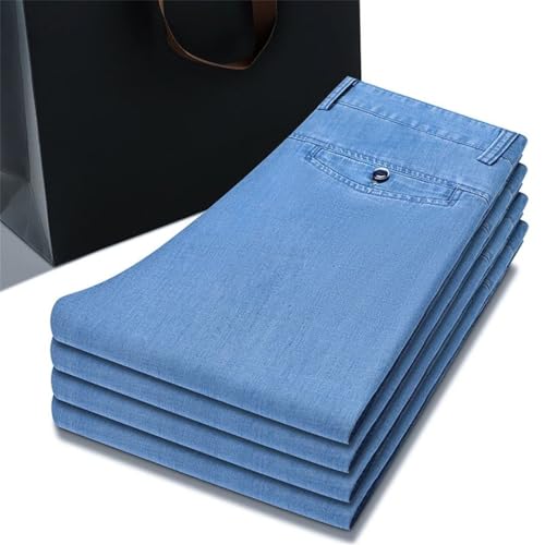 Men's Thin Loose Jeans Business Fashion Lyocell Stretch Denim Trousers Pants2