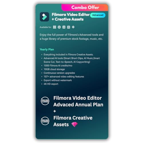 Image of Signal 10 [OFFICIAL] Filmora 14 Video Editor - More AI, Videos in Less Clicks | All future updates with Transferable License | Loved by Content Creators (Annual, Combo 1)