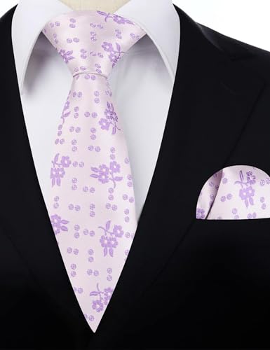 Image of Alizeal Mens 3.15'' Light Color Rustic Tie Handkerchief | with Flower Printed Handkerchief for Wedding Business Daily Wear