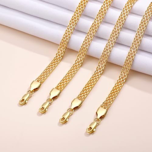 Gold Bracelets for Women, 18K Gold 925 Sterling Silver Mesh Bracelets - image 5