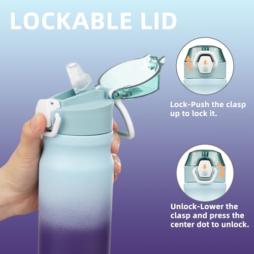 Image of Konokyo 18 oz Insulated Stainless Steel Sports Water Bottle with Straw Lid