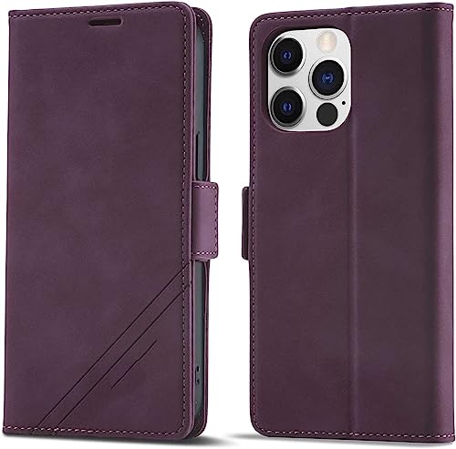 Étui en cuir iPhone 14 Pro rouge avec clapet magnétique haute finition