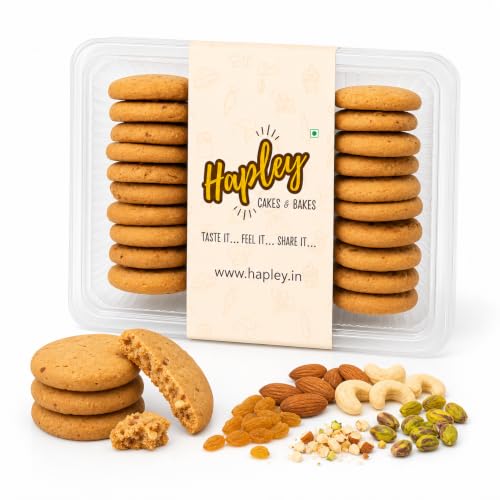 Image of Hapley Assorted Dry Fruit Cookies 300g, No Palm Oil, Wholesome Crunchy Cookies with Real Dry Fruit Goodness