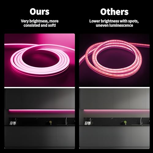 Image of 16.1 Feet Neon LED Strip Light | 12V Adapter, Waterproof IP65, Silicone Flexible Rope Light for Home Wall Decor & Gaming Room| Led Strip Lights | Neon Lights 5 Meter | (Pink)