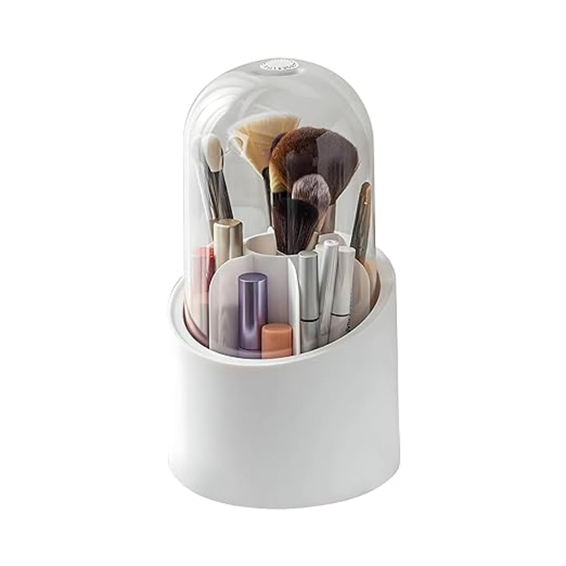 360° Rotating Makeup Brush Holder with Dustproof Lid – Clear Cosmetic Organizer Display Case for Makeup Brushes, Beauty Tools, Skincare Accessories, Dressing Table, Bathroom-image-7