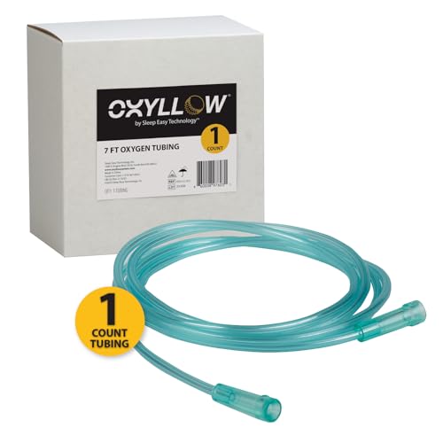 Oxyllow Premium 7 ft Oxygen Tubing | 1-Count | 6-Channel Kink-Resistant Air Flow | High-Visibility Green Tint | Universal End Connectors | Durable, Medical Grade Oxygen Therapy Accessory