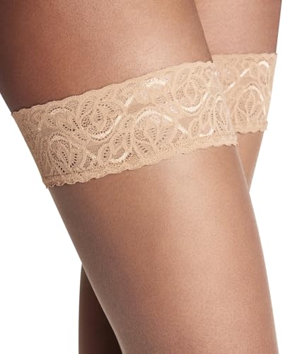 Image of FALKE Women's Shelina 12 Den W Stu Ultra-Transparent Plain Hold Up Stockings, Espresso Brown 5188, S EU