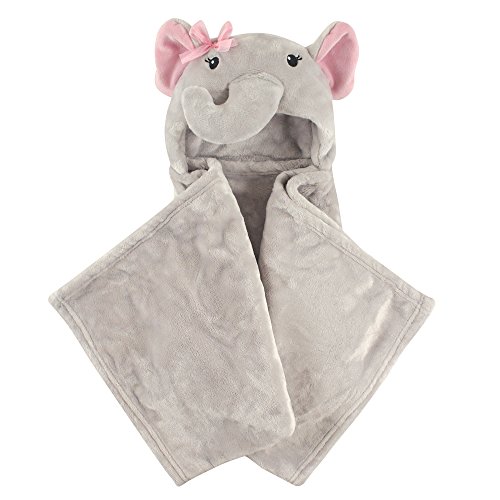 Image of Hudson Baby Unisex Baby and Toddler Hooded Animal Face Plush Blanket, Pretty Elephant, One Size