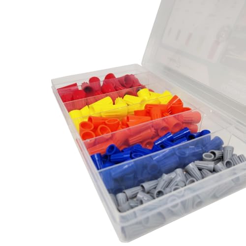 Image of POWER CONNECT 200 Pcs Assortment kit Screw Wire Connector Insulating Insert Twist Electrical Wire Connectors with Spring Portable Wire Caps, Quick Connector Electrical Caps Twist Nuts Caps