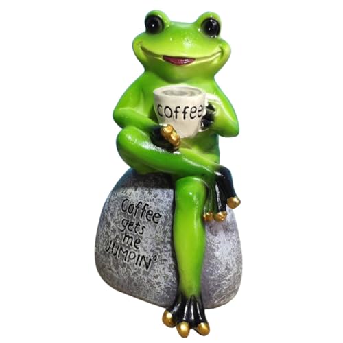 Amosfun Frosch Gartenfigur 16X16X16Cm Wetterfeste Harz Deko Skulptur...
