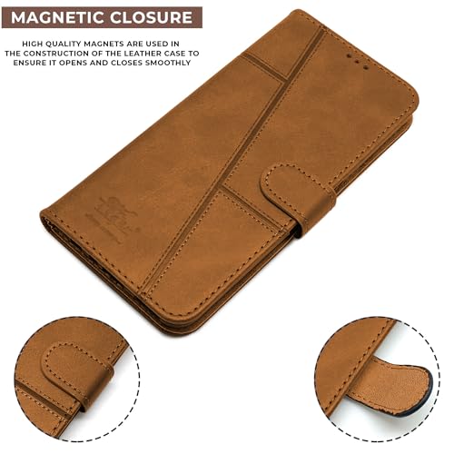 Image of Jkobi Flip Case Cover for Realme 12 Pro Plus | Realme 12 Pro (Stitched Leather with Magnetic Closure)