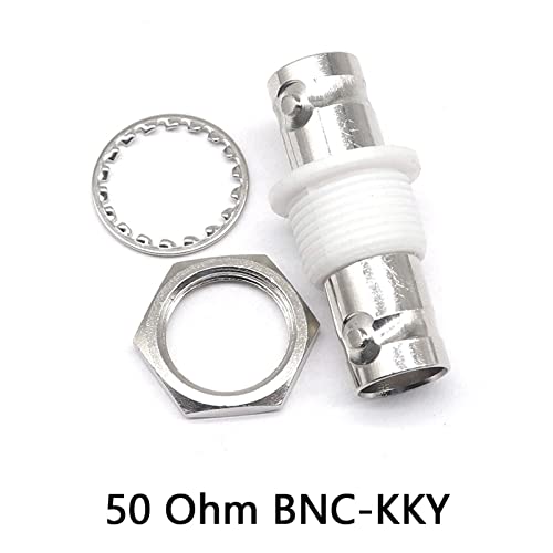 Conector BNC hembra a hembra recto de cobre con tuerca y junta pasamuros 3