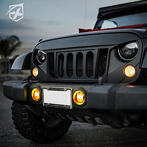 Image of 4-Inch 60W LED Fog Lights Compatible with 07-18 Jeep Wrangler JK JKU, Amber | High-Intensity, 2800LM, IP67 Waterproof, DOT Approved, Plug N Play