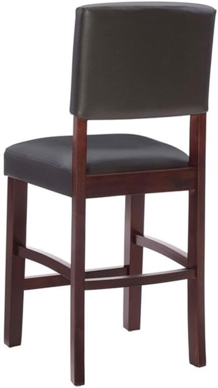 Pemberly Row 24.17" Counter Height Stool, Faux Leather Upholstery & Solid Wood Frame, Espresso/Brown Finish, Padded Seat & Backrest, Durable Kitchen Counter or Pub Table Seating, Modern Traditional