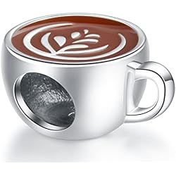 Taza de café charms apto pulsera del dia de la madre de Pandora, Tomar un descanso latte coffee charm plata esterlina 925 cafe cup Cuentas con esmalte, Regalos para mama/abuela/jubilacion