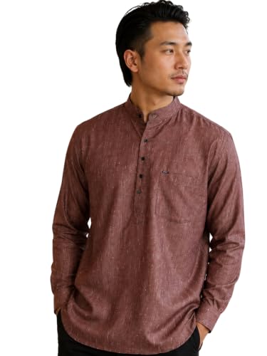 Image of Majestic Man Men's Cotton Blend Textured Regular Fit Full Sleeve Short Kurta