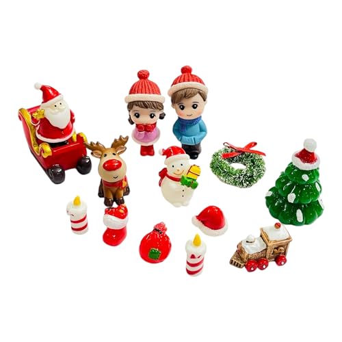 Image of Moira 14 pcs Christmas Theme Miniature Decoration Items for Shops, Cake Toppers Plants, Terrariums, Doll Houses, Fairy Gardens