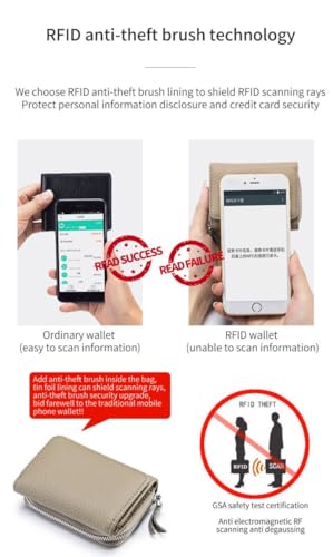 Kleine Geldbörse Damen mit Münzfach & RFID-Schutz, Echtes Leder Mini Portemonnaie Geldbeutel Kreditkartenetui für Frauen Mädchen - Cremefarben – Bild 4