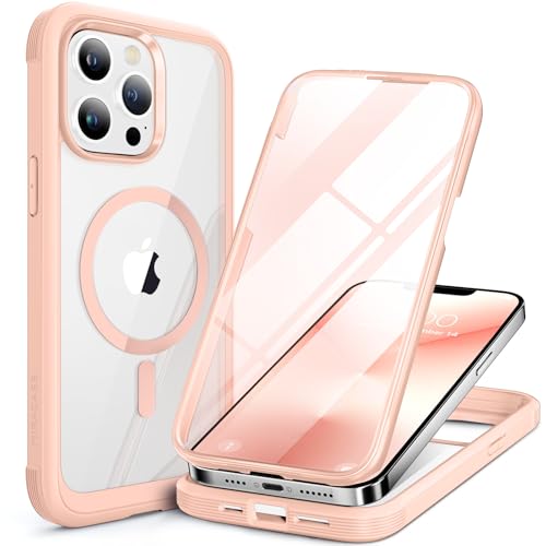Miracase for iPhone 13 Pro Case 6.1",Built-in Glass Screen Protector,Pink