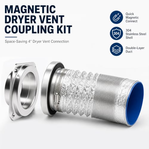 Magnetic Dryer Vent Coupling Kit DV180-4 Inch Quick Connect Magnetic Dryer Vent Connector with 2.6ft Aluminum Hose, Airtight Seal, Fire Safe Material, Easy Clean for Tight Spaces by Ablecta - Used condition - Image 7