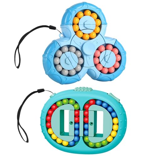 HTTDSLF 2 Stücke Rotierender Fingerwürfel Intelligenz Spiele, Original-Magic Bean Set, Rotierender Magic Bean Würfel Spielzeug, Dekompression Puzzle Toys für Teens Erwachsene