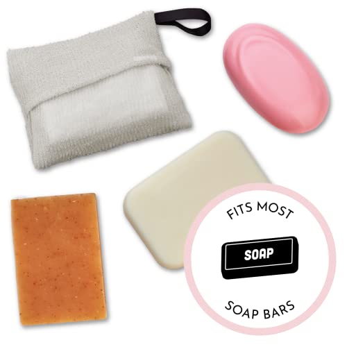 S&T INC. Exfoliating Soap Bag, Bar Soap Pouch for Shower and Bath, 7.6 Inches x 4.5 Inches, Grey, 2 Pack