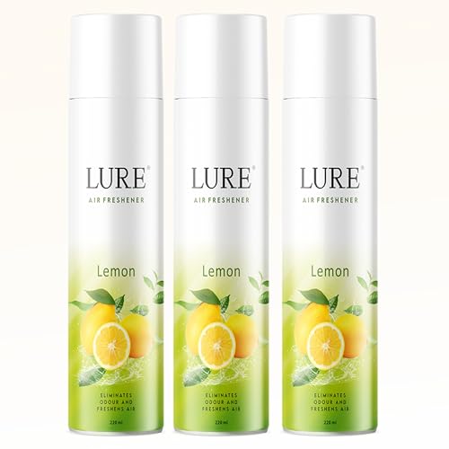 Image of LURE Room Freshener | Air Freshener For Home And Office - Lemon (220ml Each, Pack of 3) Aerosol