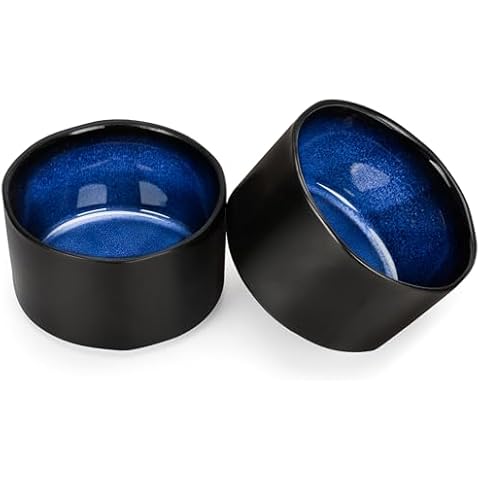 Porcelain Bowls, 520ml Blue Cereal Bowls, Rice Bowls, Salad Bowls, Dishwasher, Microwave & Oven Safe,11.5x6.5cm Cover