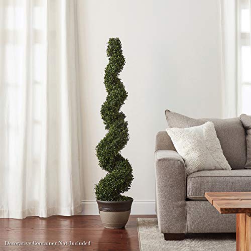 Pure Garden Faux Boxwood– Realistic And Lifelike Plastic 5 Foot Spiral Topiary Arrangement And Weighted Pot For Indoor Or Outdoor Home Or Office Green 60-In #TOP4