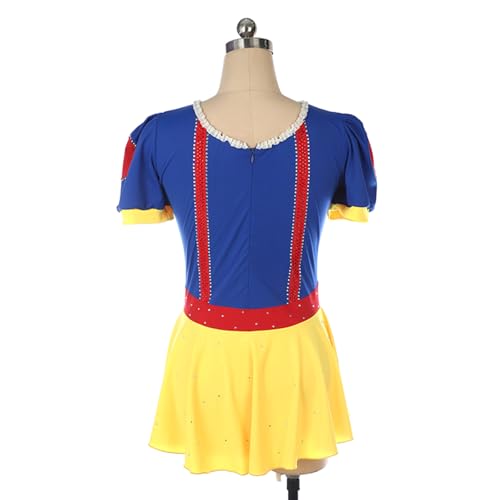 DIJITOO Vestido de patinação artística, fantasia multicolorida de strass cintilante para competição,