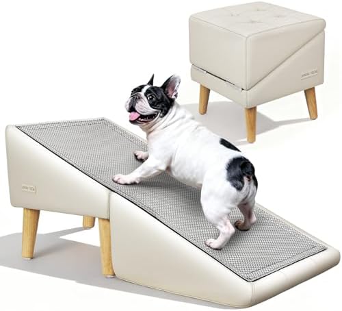 Hundetreppe für kleine Hunde & Hunderampe 2-in-1 | 40 cm | klappbar mit Massivholzrahmen – rutschfest & gelenkschonend für Sofa, Bett & Stuhl, ideal für Welpen, Seniorenhunde & Kat