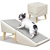 Dog Stairs for Small Dogs and Cats 16' H - with Encrypted Dot-Grip Non-Slip Surface, 2-in-1 Pet Ramp & Steps for Bed/Couch, Foldable Split Ottoman with Solid Wood Frame, Sturdy & Portable for Puppies