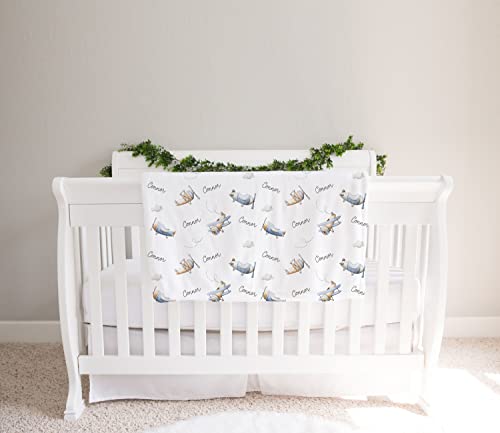 Stork Wares Retro Airplanes Personalized Baby Boy Swaddle Blanket, White, 30X40Inch (Bb343) #TOP1