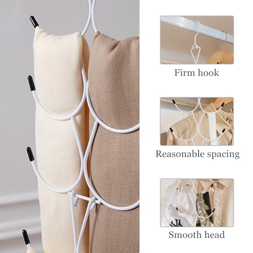 1 Packung Schalhalter,Gürtel Organizer mit 12 Haken,Faltbarer Krawattenhalter für Kleiderschrank,Platzsparender Schrank-Organizer für Schals,Tücher,Gürtel,Krawatten (Weiß)