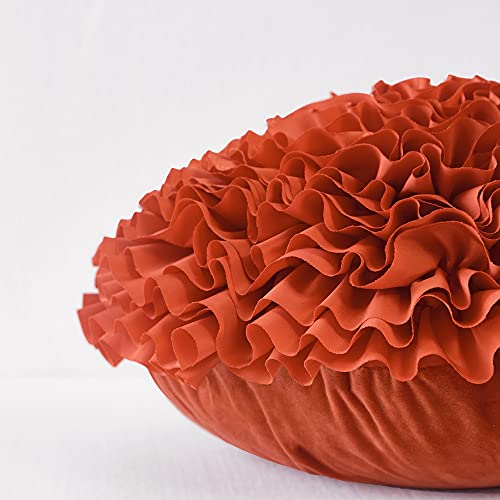 Foindtower 1 Piece Decorative Throw Pillow Covers Boho Cushion Cases Flower Pillowcases For Couch Bed Sofa Bedroom Décor Handmade 3D Floral Soft Farmhouse Round 18 Inch Orange #TOP1