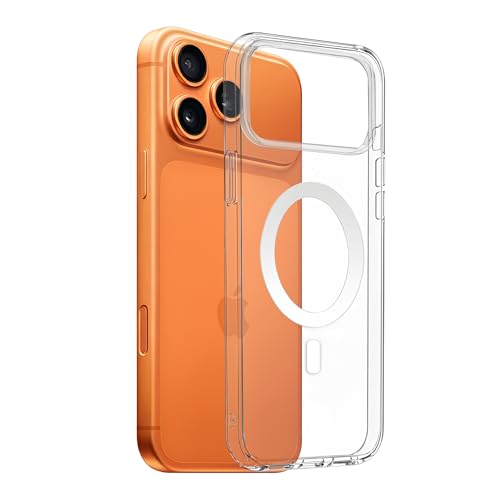 Image of Prolet Anti- Yellow Crystal Clear Hard Case Cover Compatible with iPhone 17 Pro Max with Magnetic Mag-Safe Wireless Charging Support, Shockproof Hard Back Cover (Transparent)