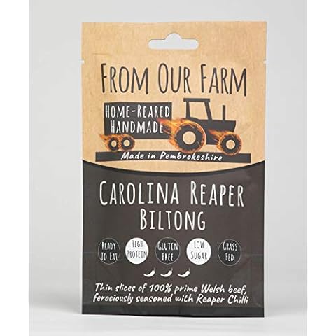 From Our Farm Carolina Reaper Beef Biltong - 35g - Super Spicy Snack - World's Hottest Chilli! - Single Pack… (Single Pack) Cover