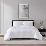 Vera Wang - Queen Size Comforter, Crisp & Smooth Cotton Down Alternative Comforter, 400 Thread Count, Lightweight Bedding for Year Round Comfort (White)