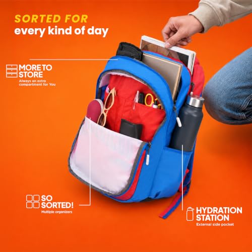 Image of American Tourister Nexa Style 03 | 32 L Backpack | 3 Compartments | School & College Bag for Men & Women | Blue /Red | 1 Yr Global Warranty