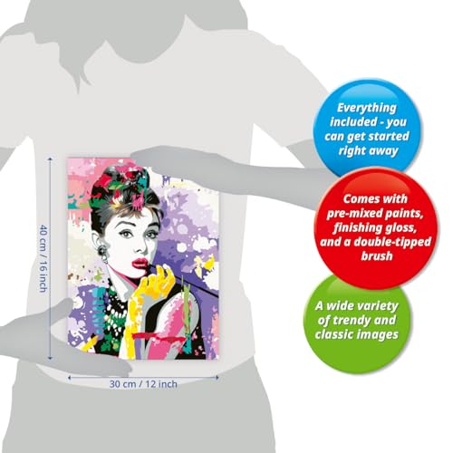 Ravensburger – CreArt 30x40 cm – Adulte – Peinture par numéros – Audrey Hepburn – Activité détente et créative – 25526