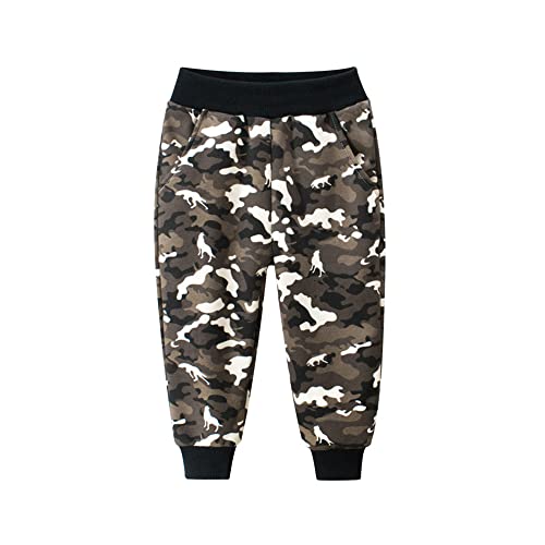 Image of HUAER& Baby Boy's Jogger Pants Dinosaur Car Animal Print Drawstring Elastic Sweatpants (1-Pack 2-Pack)
