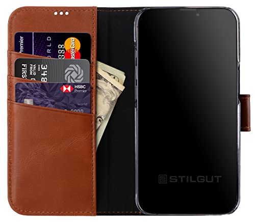 STILGUT Talis Compatible with iPhone 13 Pro Max (6.7 Inch) Case with Card Slot, Leather Flip Cover, Wallet Case - Image 4