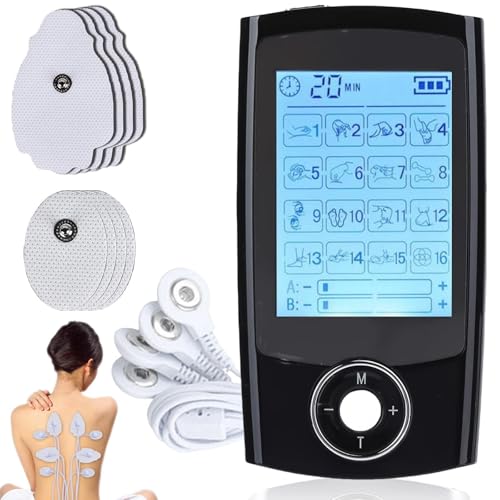 GOMETY TENS Dispositivo de 16 modos, dispositivo de alimentación recargable contra el dolor, 16 programas de entrenamiento, 20 niveles de intensidad, 2 canales, almohadillas electrodos premium - negro GOMETY TENS Dispositivo de 16 modos, dispositivo de alimentación recargable contra el dolor, 16 programas de entrenamiento, 20 niveles de intensidad, 2 canales, almohadillas electrodos premium - negro