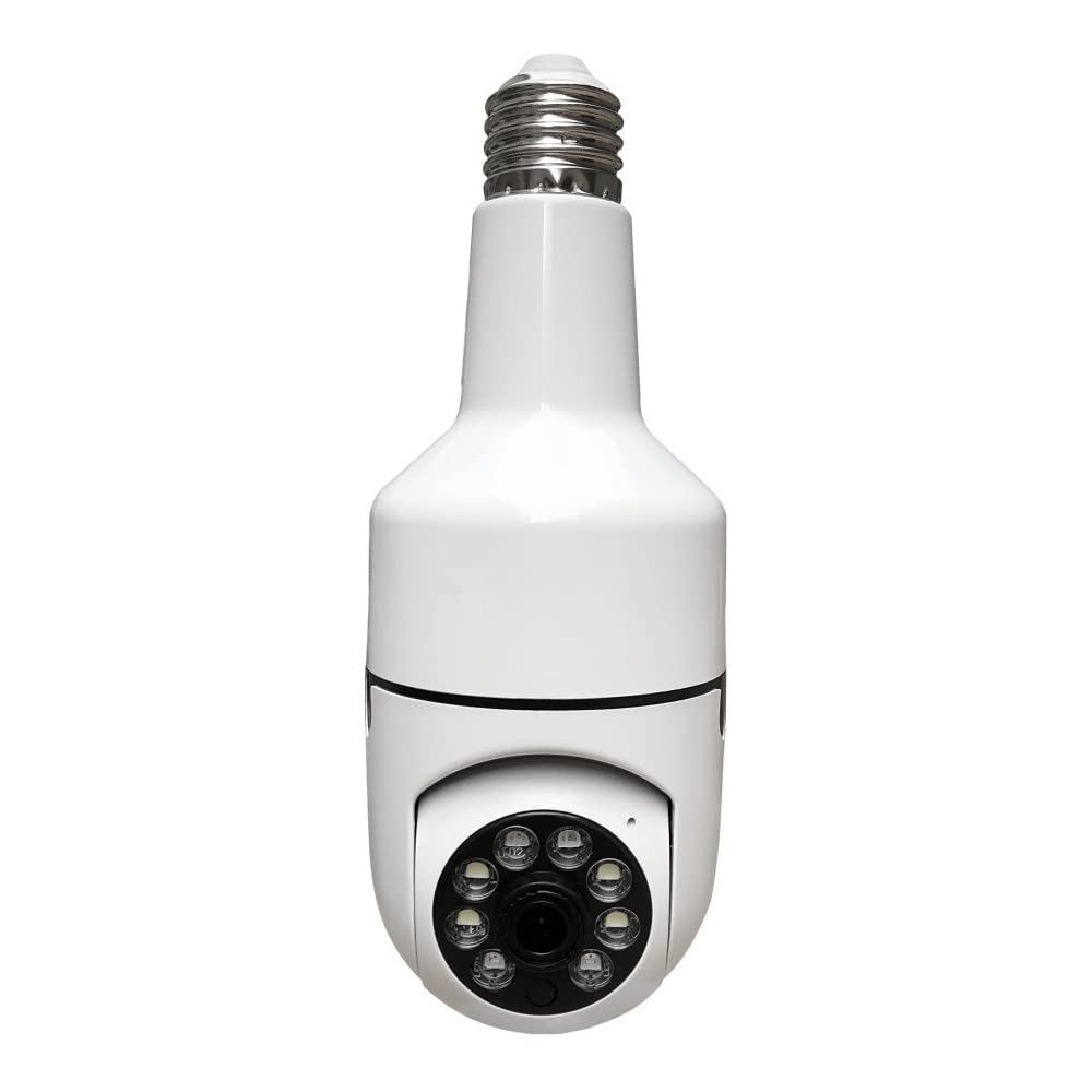 Cam�Ra � Ampoule � T�Te Mobile � 360 �, Cam�Ra de S�Curit� WiFi HD, Cam�Ra de Plafond � D�Fense avec Alarme Sonore et Lumineuse